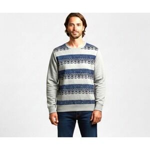 Route 66‎ Mens Pullover Crewneck Sweatshirt Gray Blue Fair Isle S Sustainable